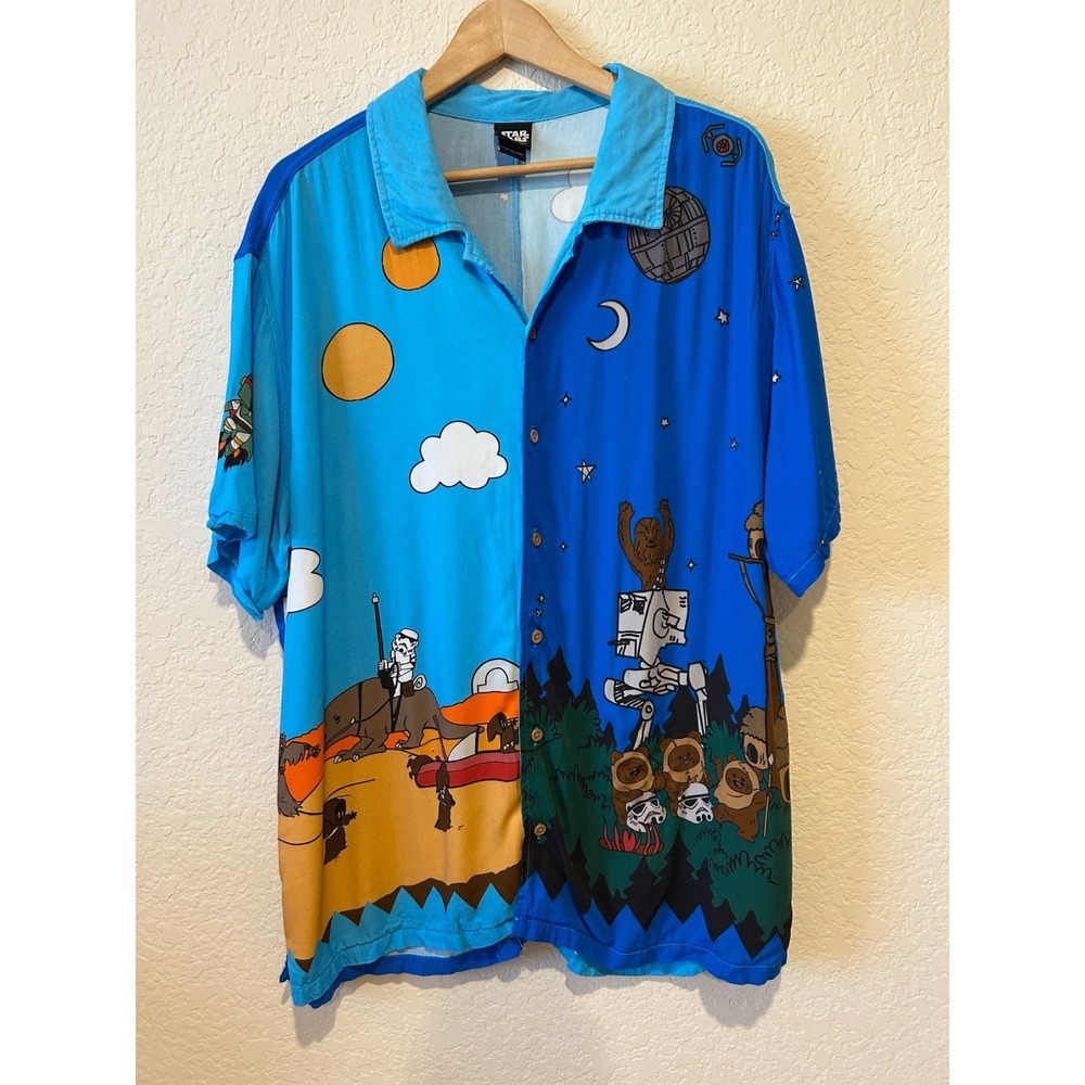 Our Universe Star Wars Shirt Sz XL Classic Tatooine Endor Scene Button Up RARE